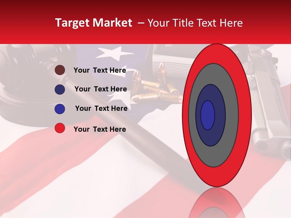 A Gun, A Revolver, And A Flag On A Table PowerPoint Template