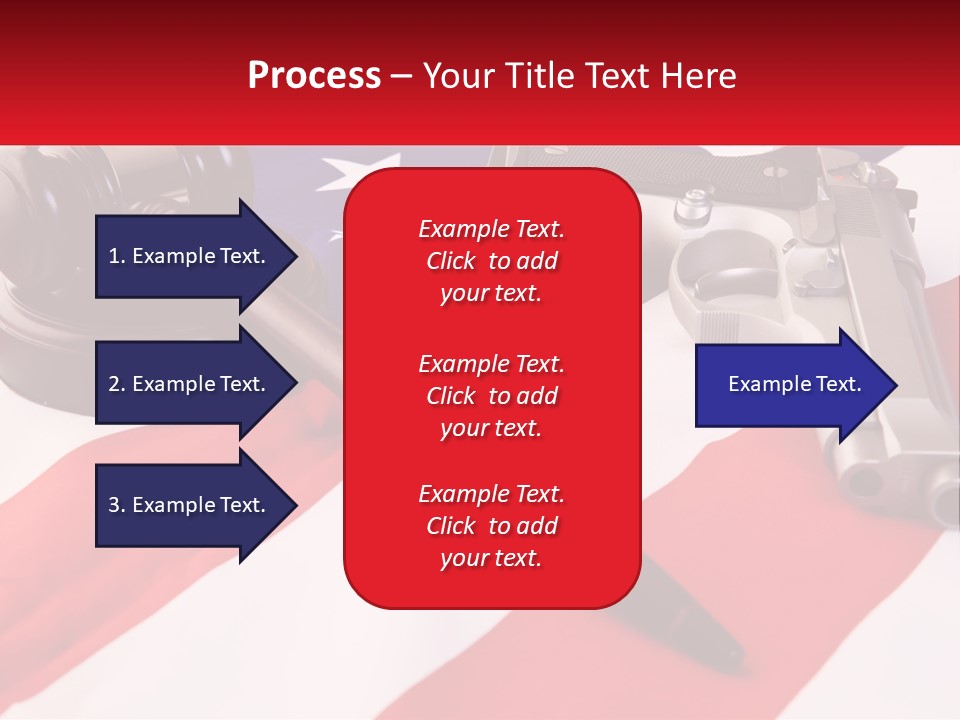 A Gun, A Revolver, And A Flag On A Table PowerPoint Template