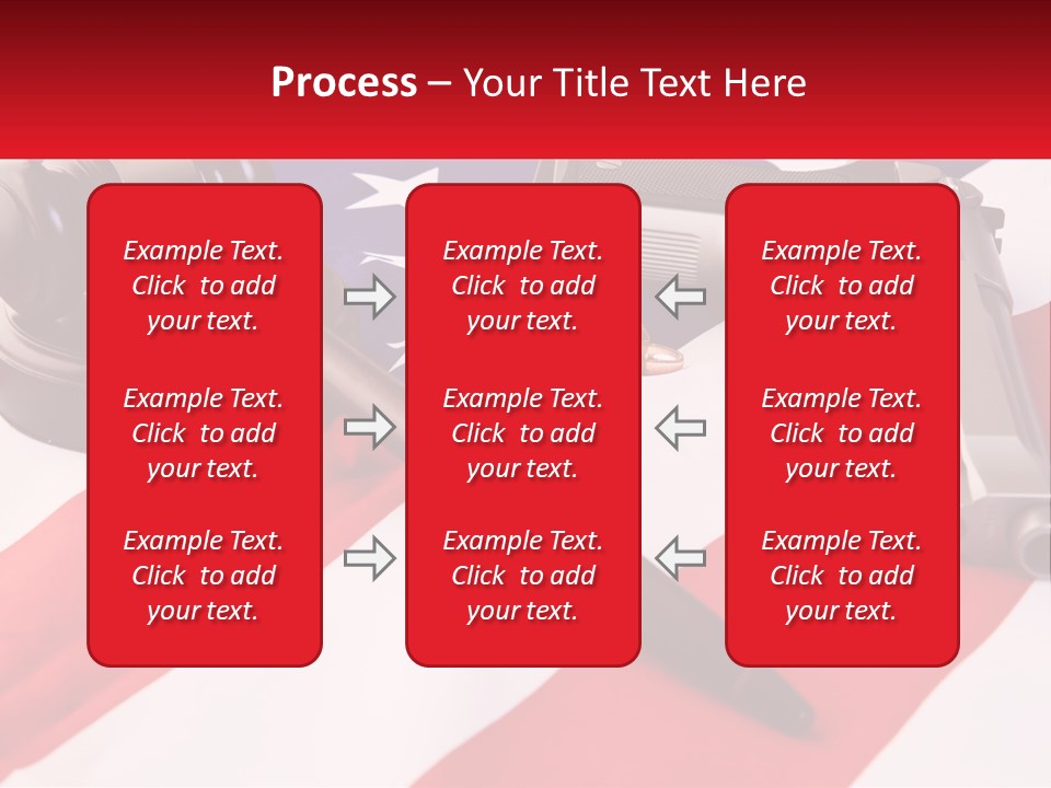 A Gun, A Revolver, And A Flag On A Table PowerPoint Template