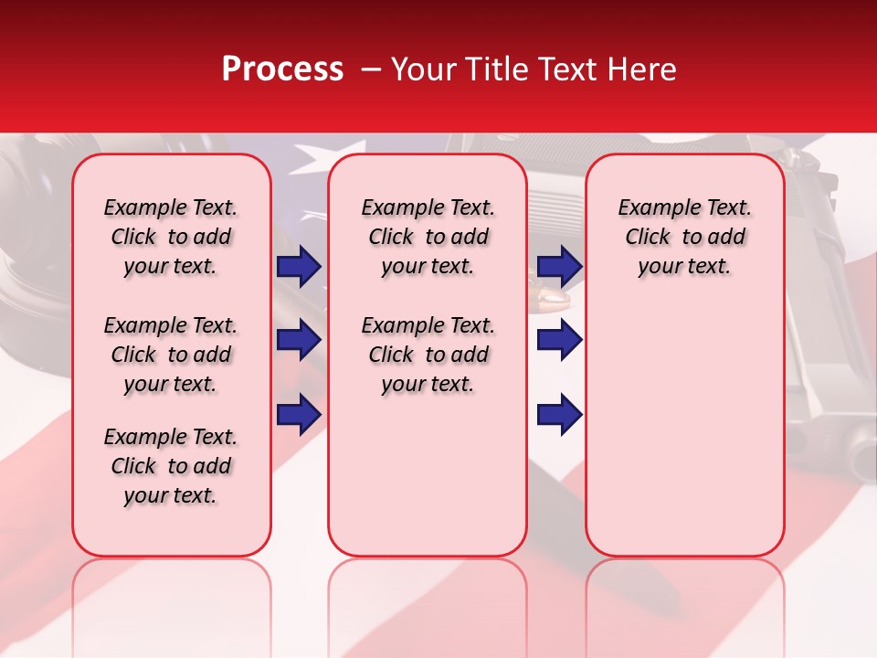 A Gun, A Revolver, And A Flag On A Table PowerPoint Template