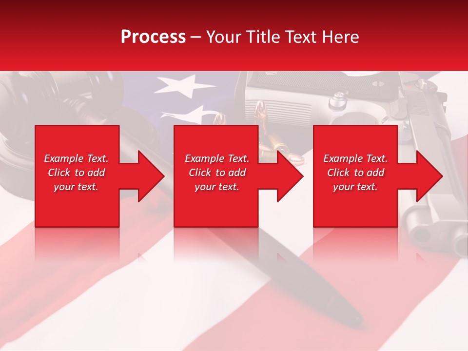 A Gun, A Revolver, And A Flag On A Table PowerPoint Template