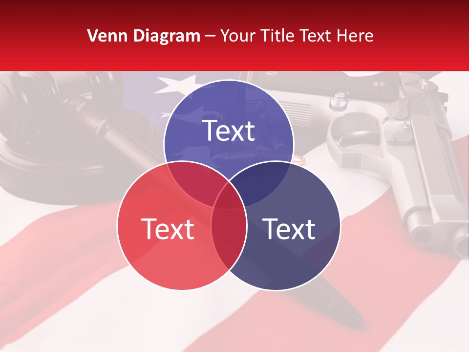 A Gun, A Revolver, And A Flag On A Table PowerPoint Template