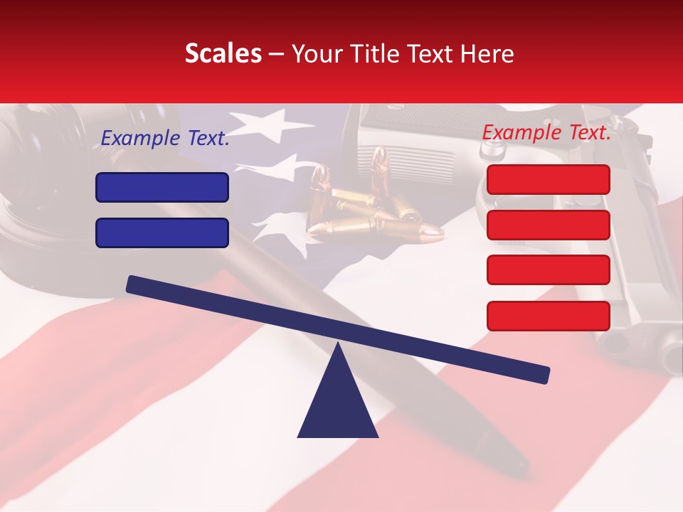 A Gun, A Revolver, And A Flag On A Table PowerPoint Template