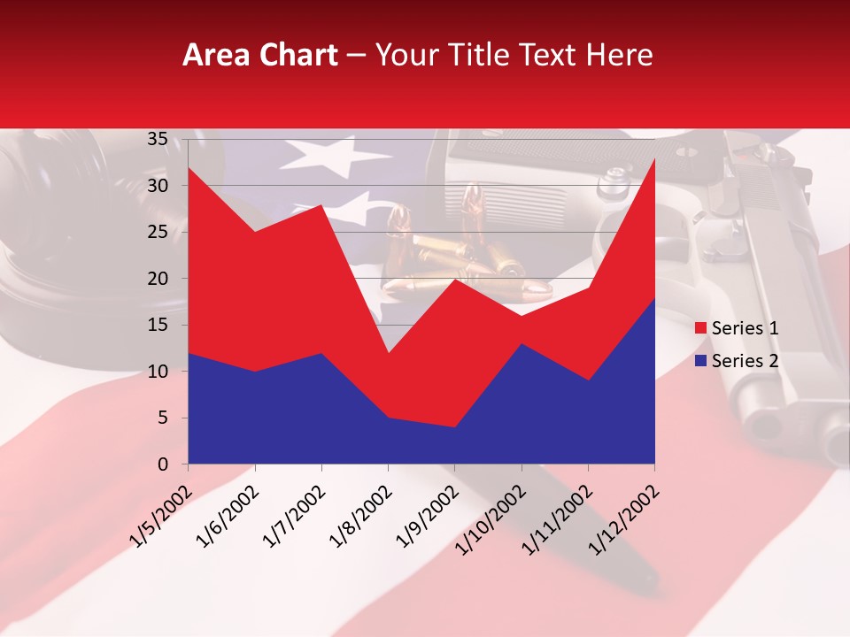 A Gun, A Revolver, And A Flag On A Table PowerPoint Template