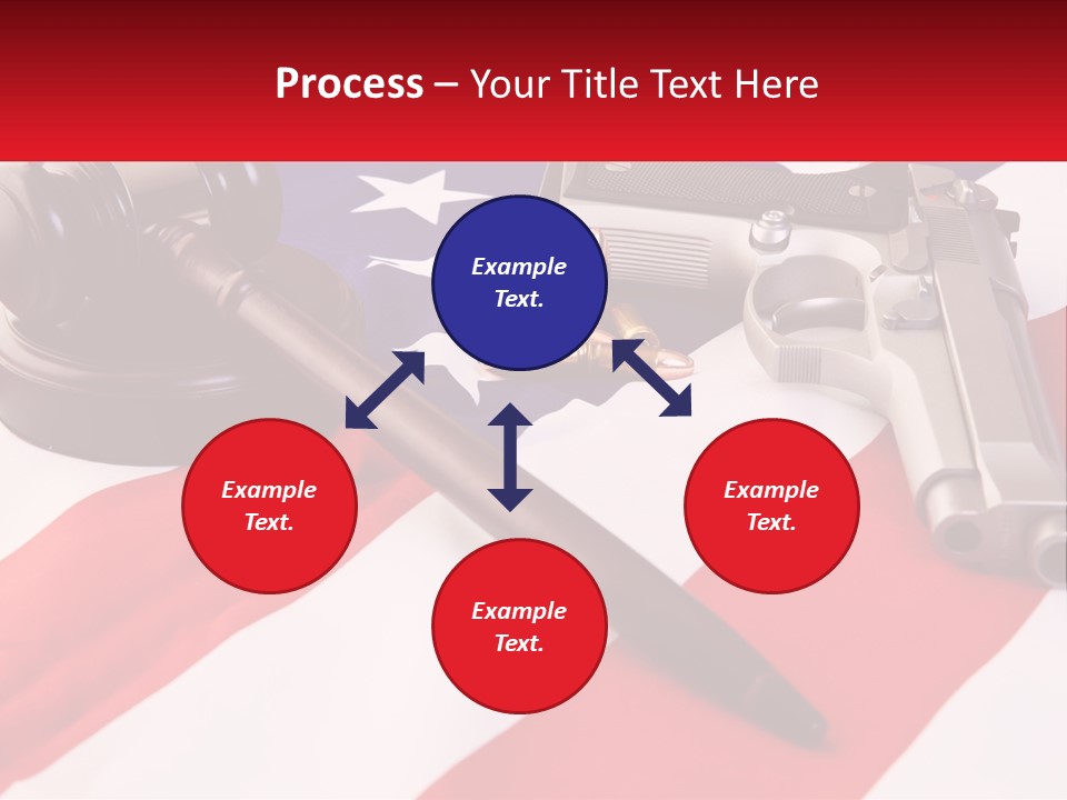 A Gun, A Revolver, And A Flag On A Table PowerPoint Template
