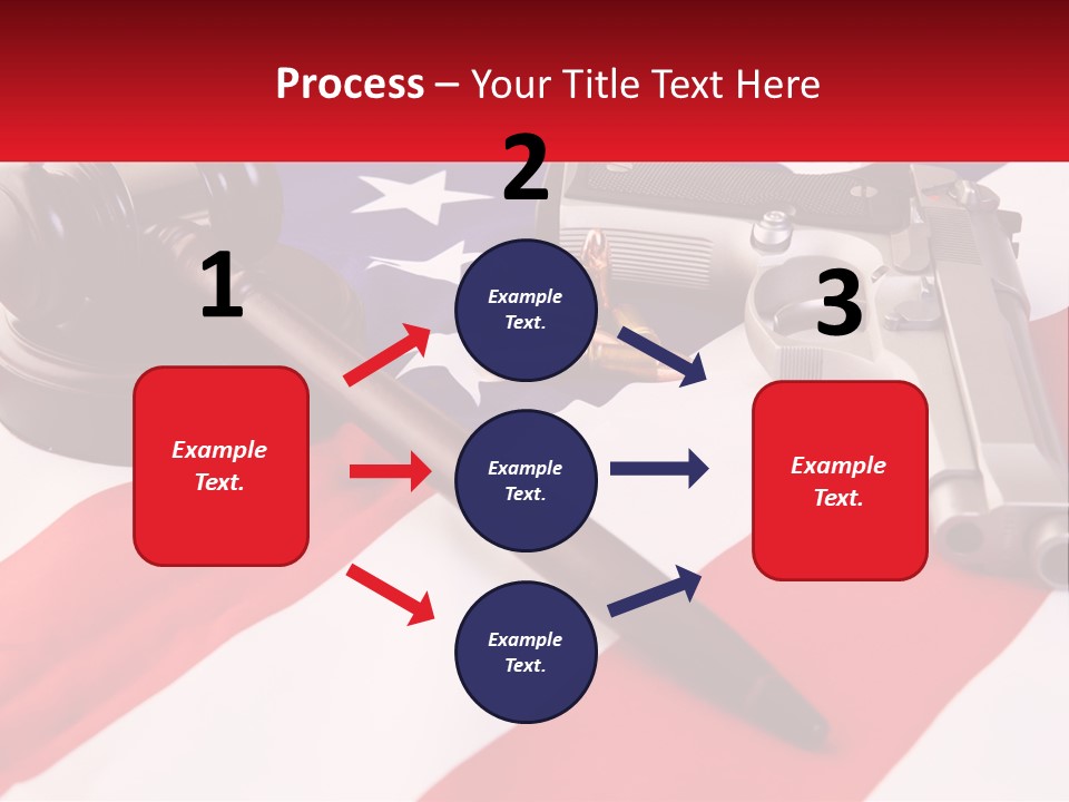 A Gun, A Revolver, And A Flag On A Table PowerPoint Template