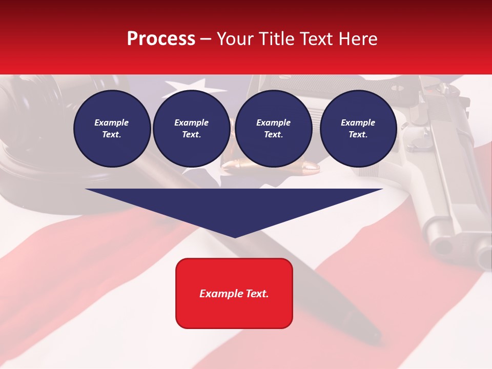 A Gun, A Revolver, And A Flag On A Table PowerPoint Template