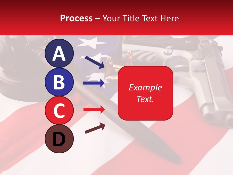 A Gun, A Revolver, And A Flag On A Table PowerPoint Template