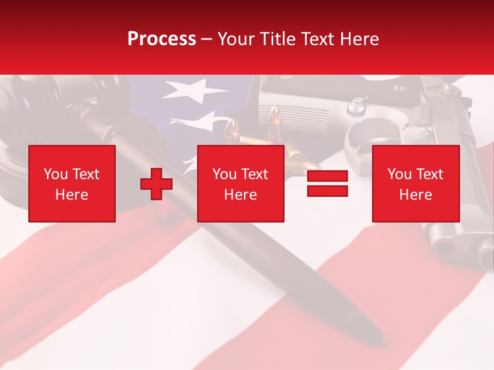 A Gun, A Revolver, And A Flag On A Table PowerPoint Template