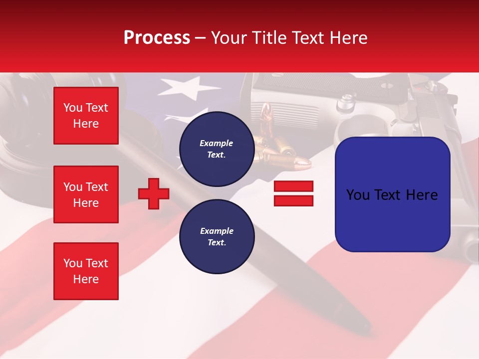 A Gun, A Revolver, And A Flag On A Table PowerPoint Template