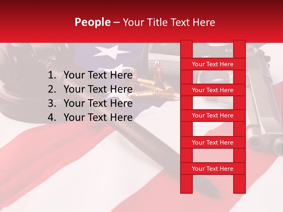 A Gun, A Revolver, And A Flag On A Table PowerPoint Template