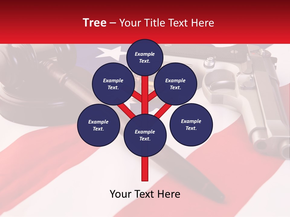 A Gun, A Revolver, And A Flag On A Table PowerPoint Template