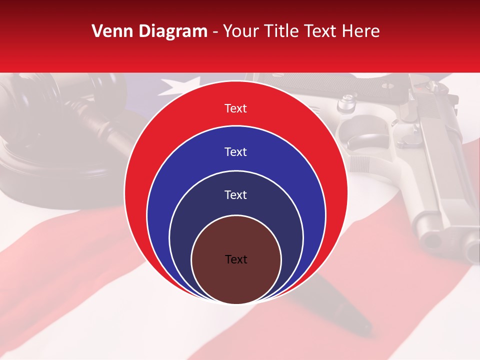 A Gun, A Revolver, And A Flag On A Table PowerPoint Template