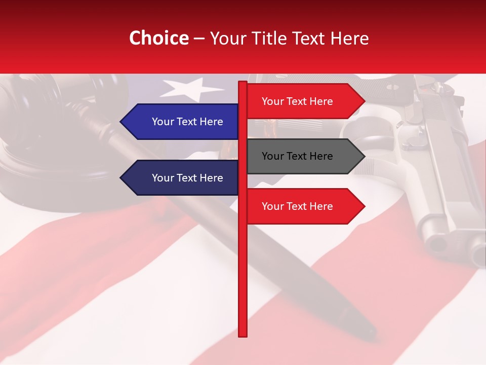 A Gun, A Revolver, And A Flag On A Table PowerPoint Template