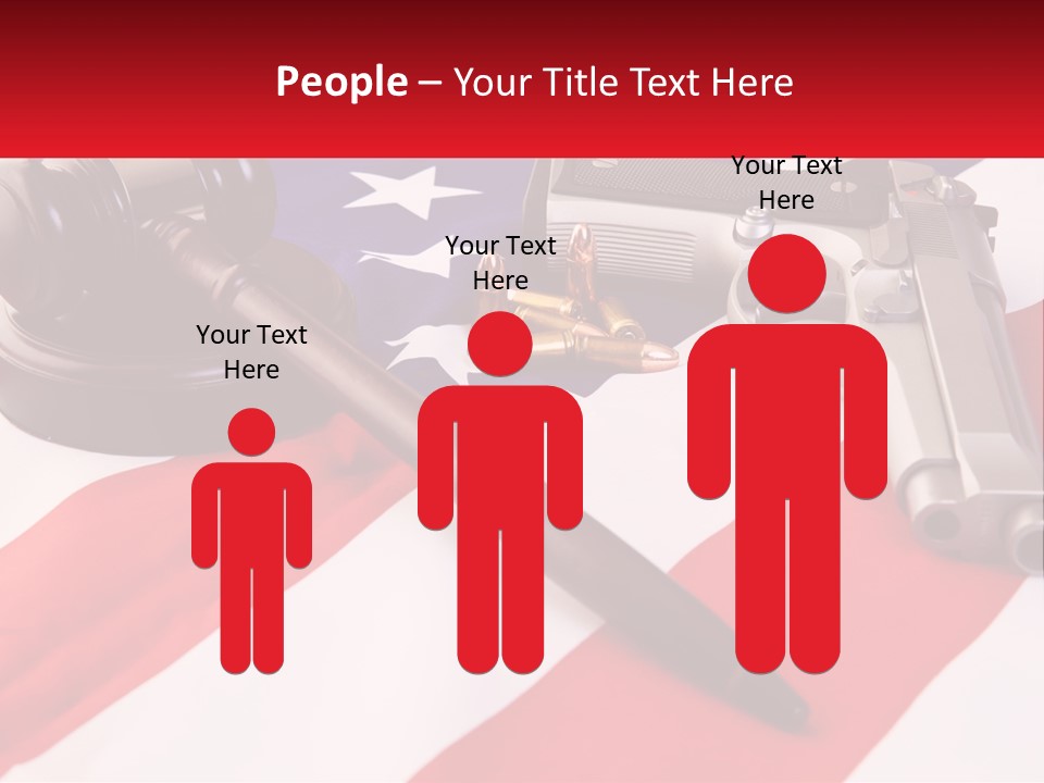 A Gun, A Revolver, And A Flag On A Table PowerPoint Template