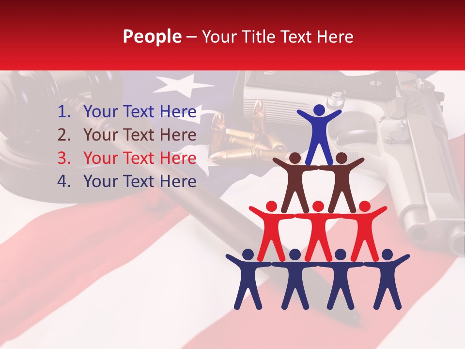 A Gun, A Revolver, And A Flag On A Table PowerPoint Template