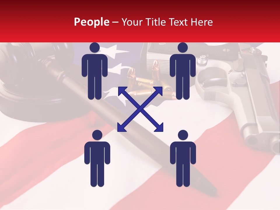 A Gun, A Revolver, And A Flag On A Table PowerPoint Template