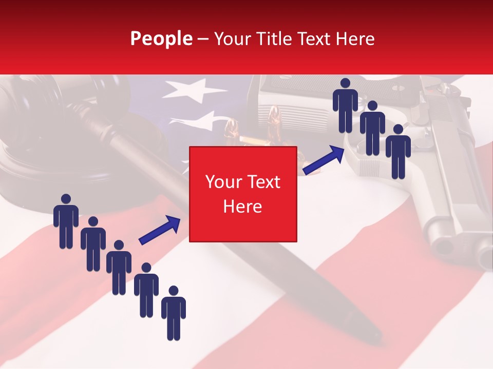 A Gun, A Revolver, And A Flag On A Table PowerPoint Template