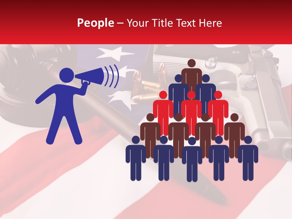 A Gun, A Revolver, And A Flag On A Table PowerPoint Template
