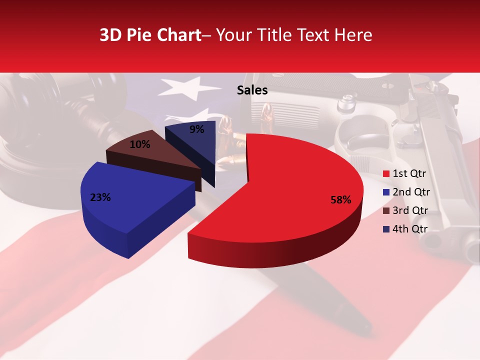 A Gun, A Revolver, And A Flag On A Table PowerPoint Template