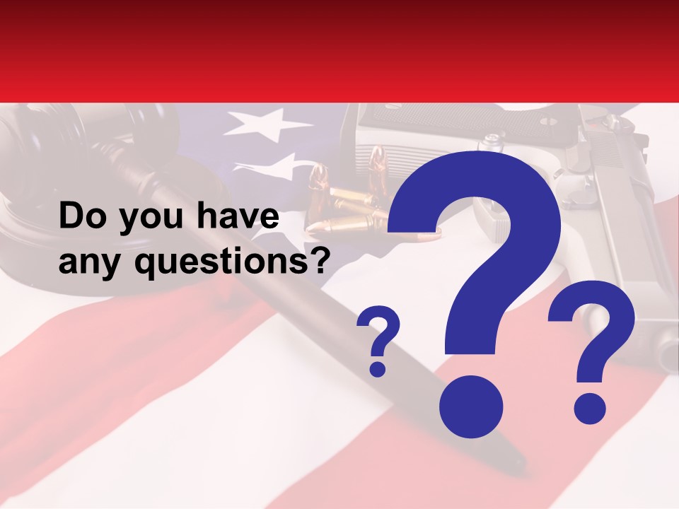 A Gun, A Revolver, And A Flag On A Table PowerPoint Template