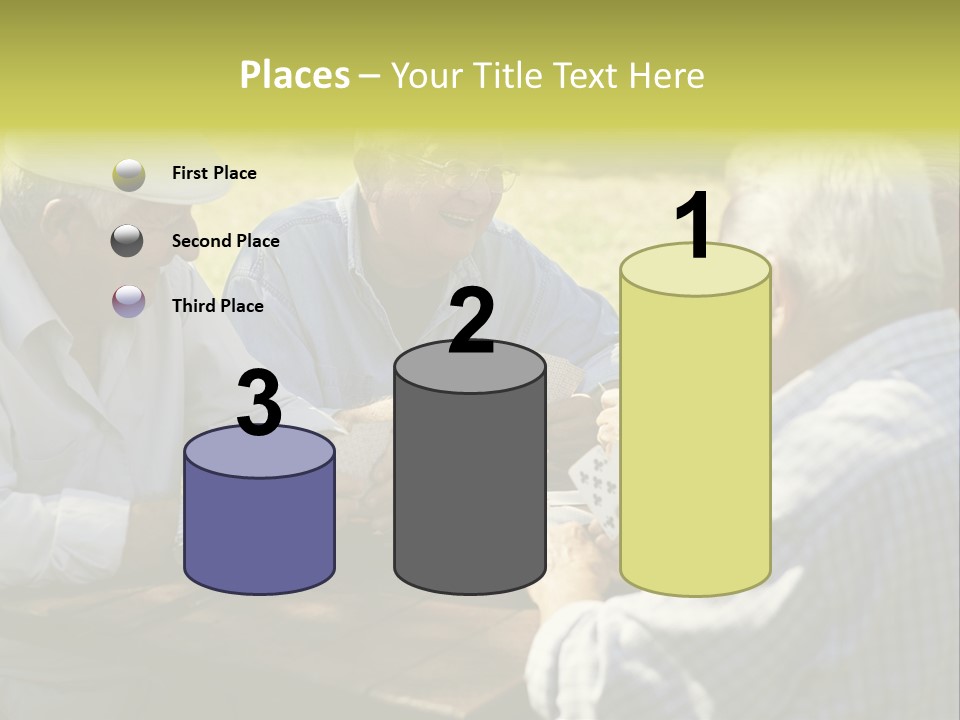 A Group Of Elderly Men Playing Cards At A Picnic Table PowerPoint Template