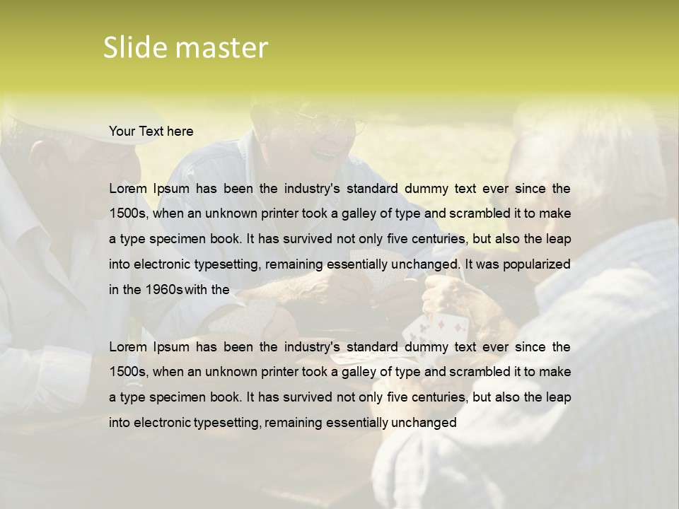 A Group Of Elderly Men Playing Cards At A Picnic Table PowerPoint Template