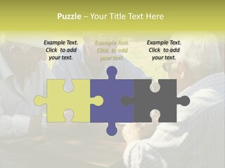 A Group Of Elderly Men Playing Cards At A Picnic Table PowerPoint Template