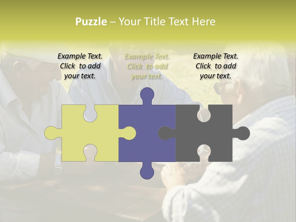 A Group Of Elderly Men Playing Cards At A Picnic Table PowerPoint Template