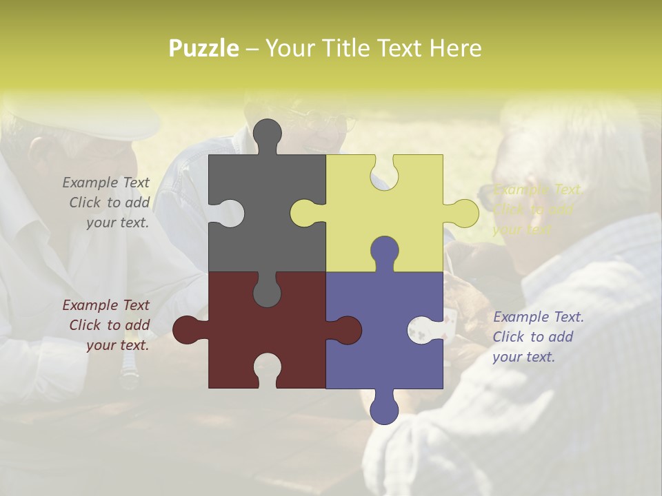 A Group Of Elderly Men Playing Cards At A Picnic Table PowerPoint Template