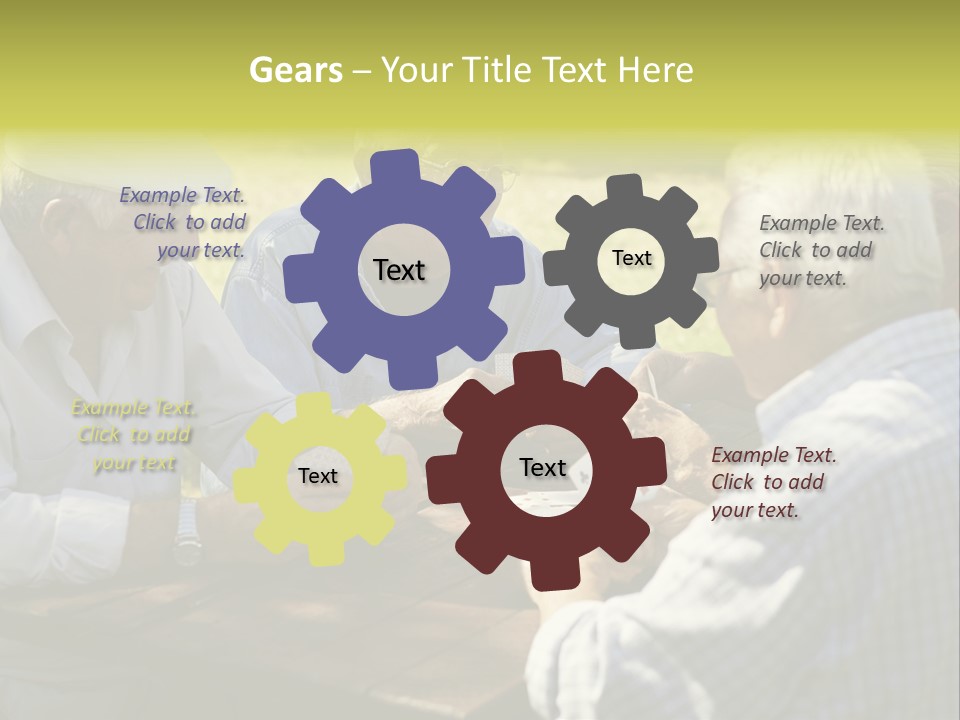 A Group Of Elderly Men Playing Cards At A Picnic Table PowerPoint Template