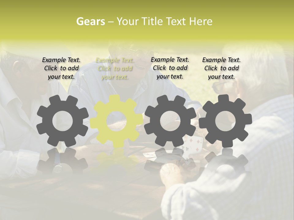 A Group Of Elderly Men Playing Cards At A Picnic Table PowerPoint Template