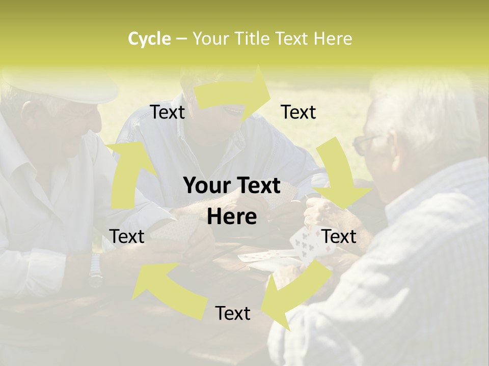 A Group Of Elderly Men Playing Cards At A Picnic Table PowerPoint Template