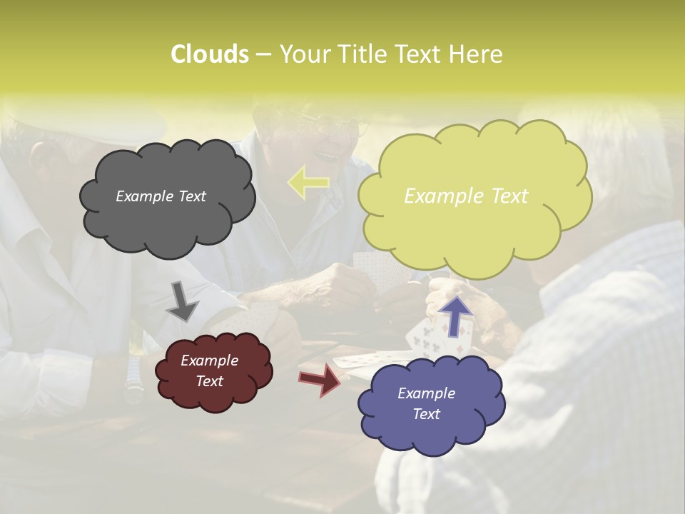 A Group Of Elderly Men Playing Cards At A Picnic Table PowerPoint Template
