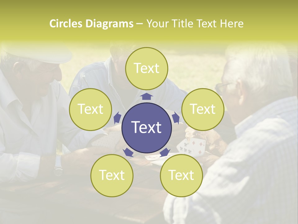 A Group Of Elderly Men Playing Cards At A Picnic Table PowerPoint Template