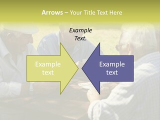 A Group Of Elderly Men Playing Cards At A Picnic Table PowerPoint Template