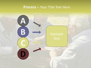 A Group Of Elderly Men Playing Cards At A Picnic Table PowerPoint Template