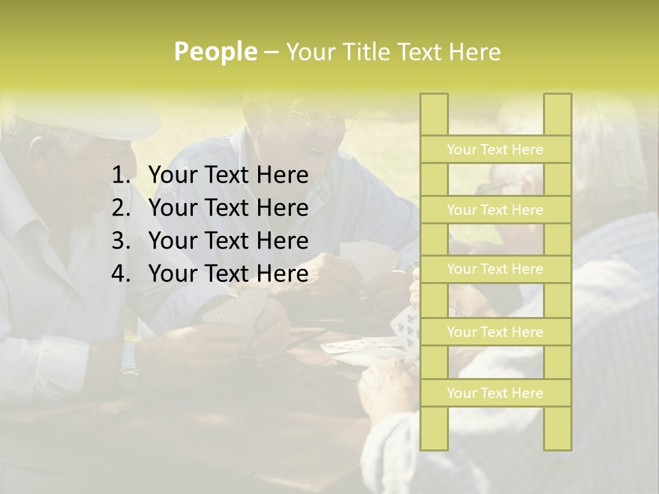A Group Of Elderly Men Playing Cards At A Picnic Table PowerPoint Template