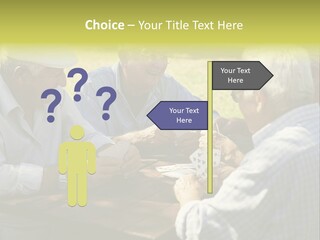 A Group Of Elderly Men Playing Cards At A Picnic Table PowerPoint Template