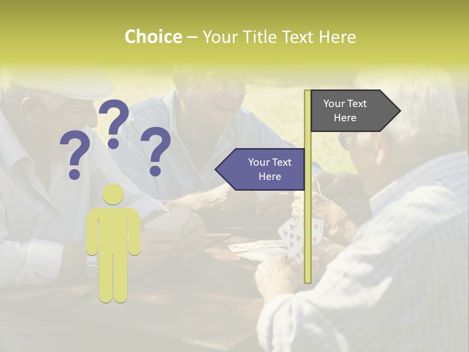 A Group Of Elderly Men Playing Cards At A Picnic Table PowerPoint Template