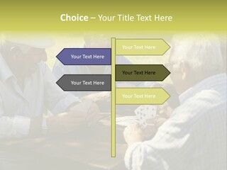 A Group Of Elderly Men Playing Cards At A Picnic Table PowerPoint Template