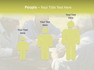 A Group Of Elderly Men Playing Cards At A Picnic Table PowerPoint Template