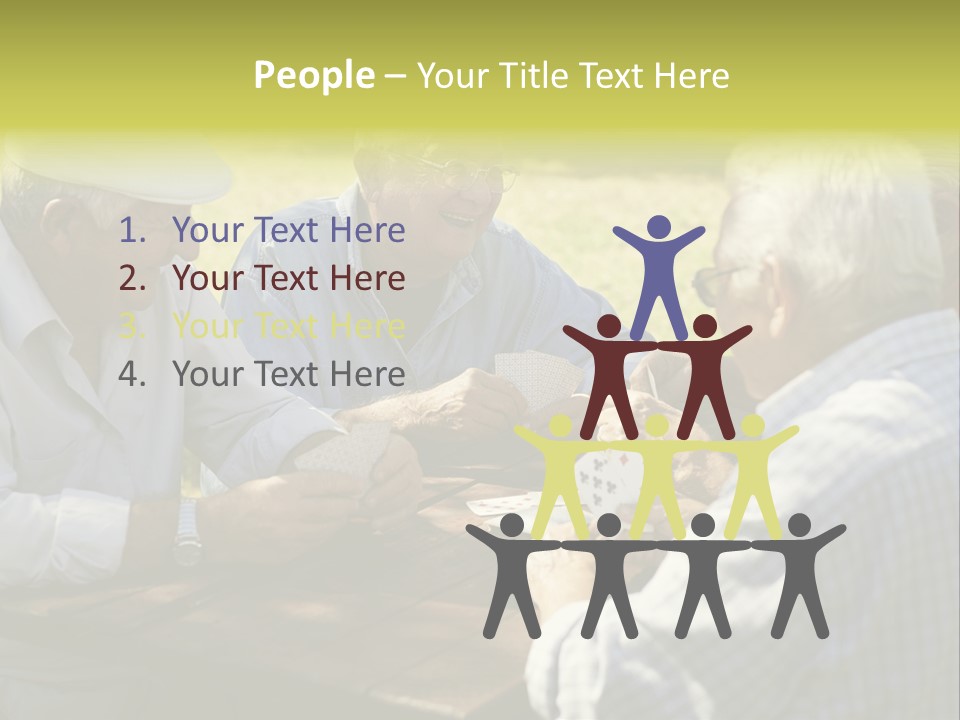 A Group Of Elderly Men Playing Cards At A Picnic Table PowerPoint Template