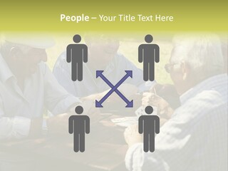 A Group Of Elderly Men Playing Cards At A Picnic Table PowerPoint Template