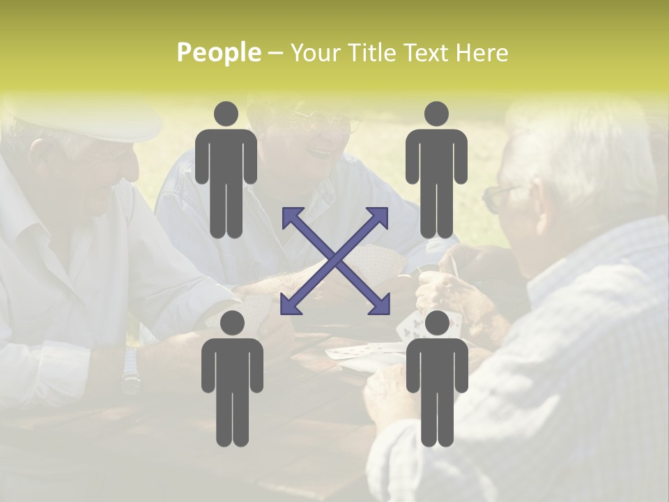 A Group Of Elderly Men Playing Cards At A Picnic Table PowerPoint Template
