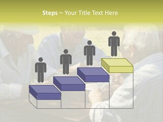 A Group Of Elderly Men Playing Cards At A Picnic Table PowerPoint Template