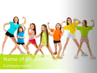 A Group Of Young Girls Standing Next To Each Other PowerPoint Template