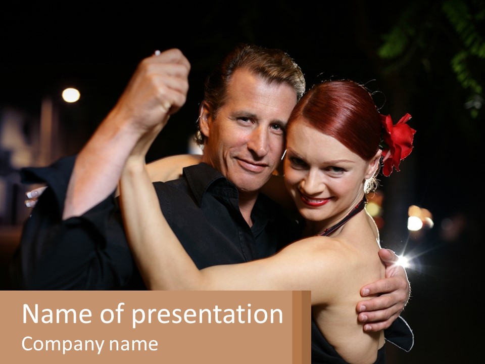 A Man And A Woman Are Dancing Together PowerPoint Template