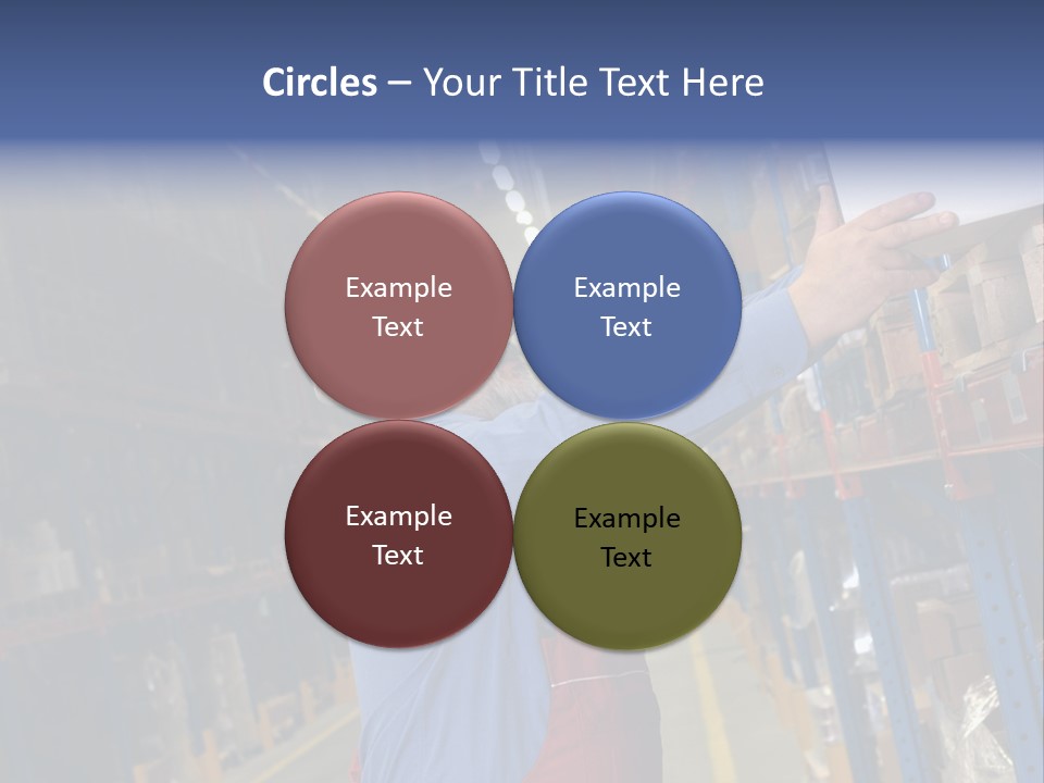 A Man In A Warehouse Is Looking At A Piece Of Paper PowerPoint Template