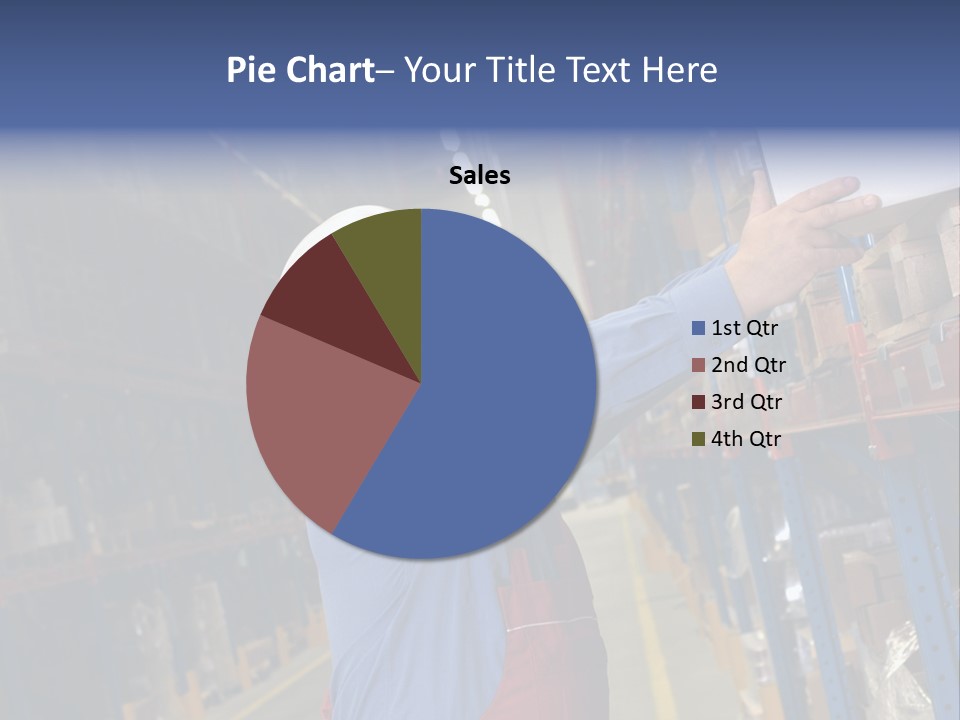 A Man In A Warehouse Is Looking At A Piece Of Paper PowerPoint Template